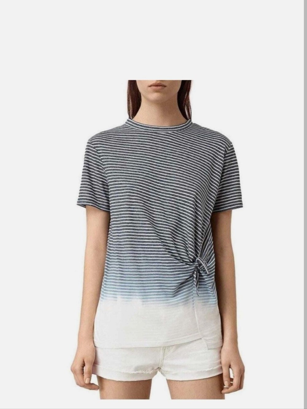 All Saints Ashley Ombre Asymmetrical Striped Knot Tee